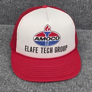 Vintage Amoco Hat Cap Mens Adjustable SnapBack Trucker Oil Gasoline Promo 80s
